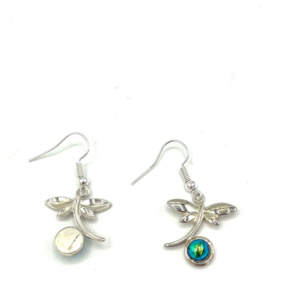 Hand Crafted Dragonfly Earrings with Luminous Blue Green Accents - Picture 4 of 5
